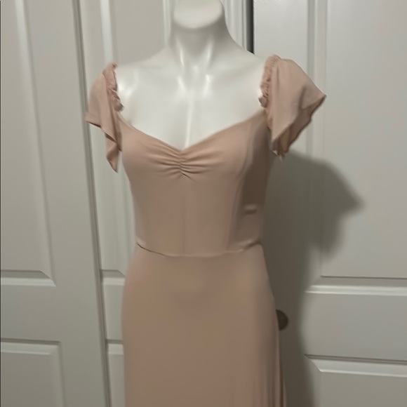 Pink Sweetheart Maxi Gown with Flutter Cap Sleeves - Picture 2 of 8